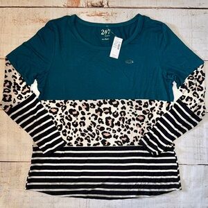 Maurice’s Striped Leopard Print Women's Top